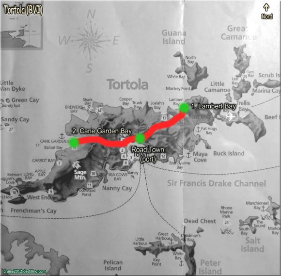 Map de notre séjour à Tortola
