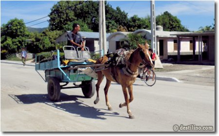 Village de Pilon. Transport typique à Cuba!