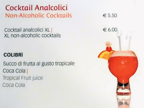 Cocktails inclus dans le forfait