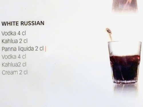 Cocktails inclus dans le forfait