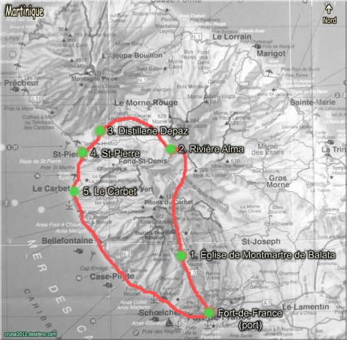Map de notre séjour en Martinique