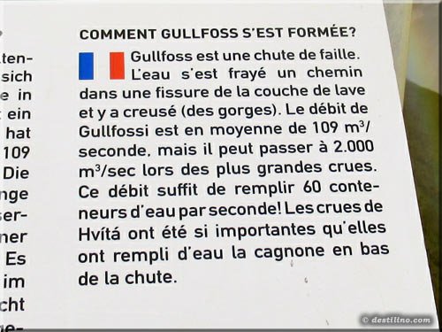 Information sur les chutes de Gullfoss